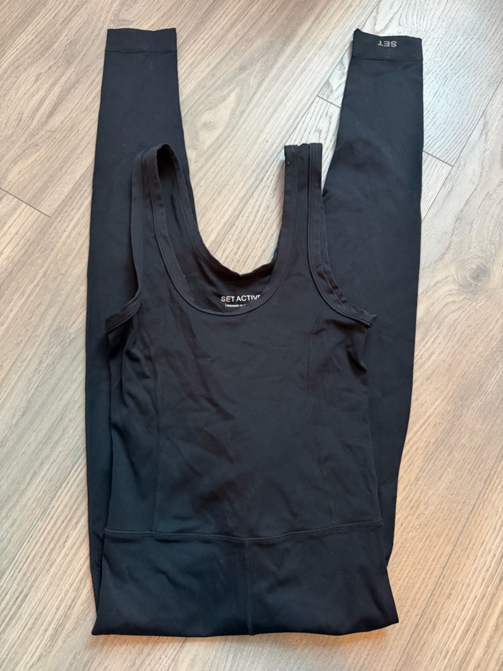 SET ACTIVE Black One-Piece Unitard Jumpsuit XS Nylon Spandex Athleisure